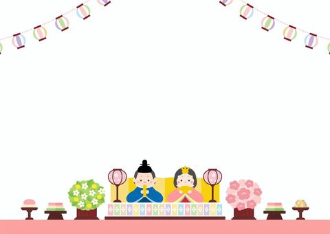 ひなまつりのお雛様とお内裏様と提灯 ひなまつりのお雛様とお内裏様と提灯 ひなまつり,お雛さま,ぼんぼり,桃の花,ひな人形,菱餅,桃の節句,3月,春,行事のイラスト素材