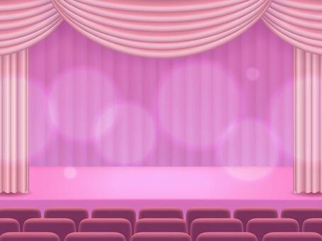 Illustration, pink, curtain, stage, 