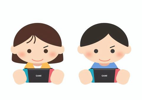 ゲームに熱中している人 ゲーム,遊び,おもちゃ,男性,女性のイラスト素材