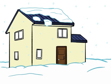 雪国の住宅 家,住宅,雪,大雪,天気,雪国,冬,建物,窓,玄関のイラスト素材