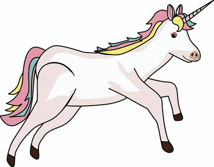 ユニコーン走る　 ユニコーン,角,馬,動物,空想,伝説,生き物,走る,かわいい,線画のイラスト素材