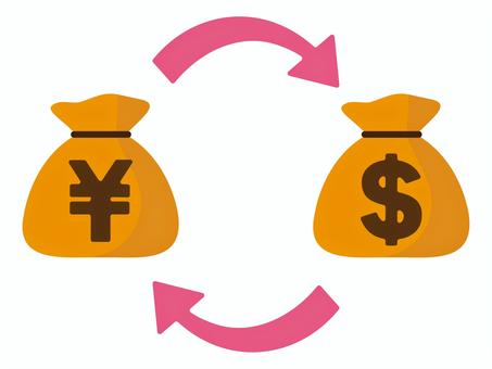 シンプルなお金のアイコン　矢印　ドル　円 お金,貯金,ドル,矢印,日本円,円,ビジネス,外国為替,貯める,金のイラスト素材