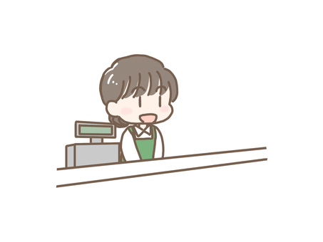 レジの女性 レジ,女の子,女性,人物,店員,飲食店,スーパー,コンビニ,薬局,会計のイラスト素材