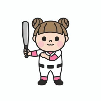 野球のバットを持ってポーズをとる女の子3 野球,バット,ユニフォーム,試合,練習,スポーツ,チーム,打者,バッティング,学校のイラスト素材