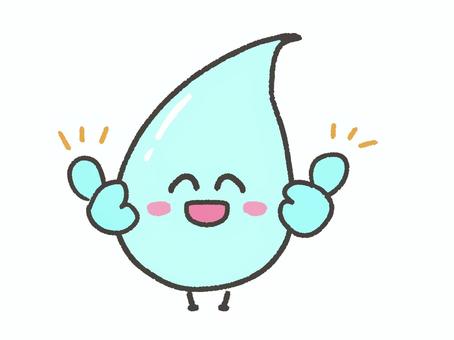いいねポーズの水のキャラクター いいね,グッド,親指,水,雨,水滴,水分,雫,背景透過,透過のイラスト素材