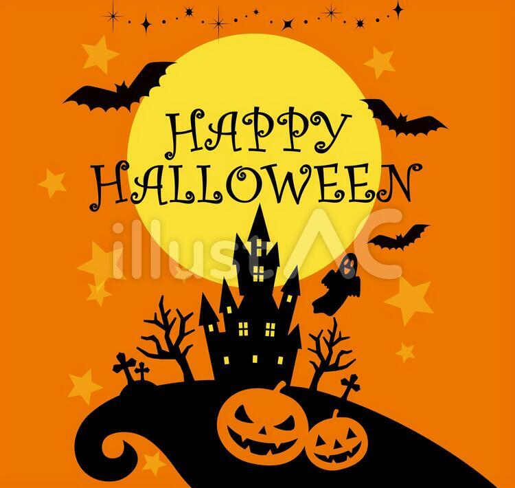 ハロウィンタイトル ハロウィン,カボチャ,ホーンテッドマンションのイラスト素材