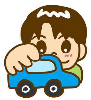 おもちゃで遊ぶ男児 男の子,おもちゃ,車,遊ぶ,夢中,笑顔,見る,じっと,動かす,男児のイラスト素材