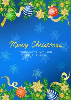 クリスマスオーナメントフレーム青A4縦 クリスマス,クリスマスツリー,オーナメント,青,ブルー,金,ゴールド,ゴージャス,雪の結晶,フレームのイラスト素材