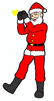 踊るサンタクロース　イラスト 踊る,サンタクロース,白色,ひげ,赤色,洋服,黒色,手袋,くつ,ベルトのイラスト素材