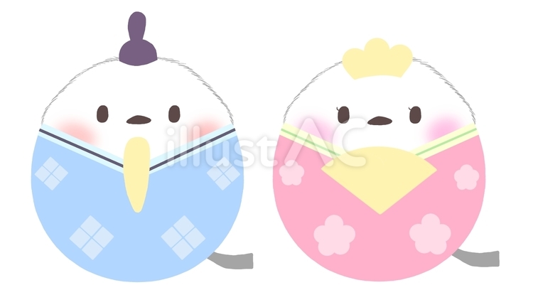 シマエナガのおひなさま おひなさま,シマエナガ,鳥のイラスト素材