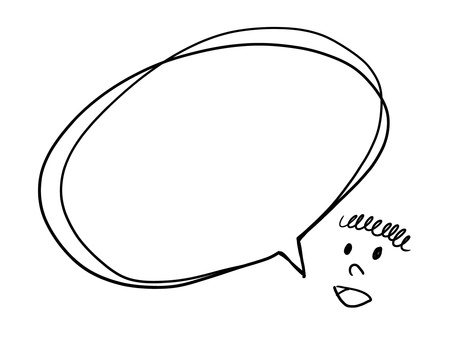 手書き　笑顔の顔に吹き出し 顔,手描き,笑顔,ゆるい,挿絵,カットイラスト,ワンポイントイラスト,図解,解説,説明イラストのイラスト素材