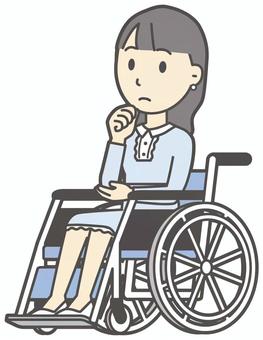  ワンピースお嬢様-302-全身 車いす,お嬢様,女性,女の子,オシャレ,人物,かわいい,障害者,車椅子,座るのイラスト素材