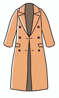 チェスターコート 手描き,冬,ボタン3つ,チェスターコート,コート,ロングコート,アウター,秋冬,冬服,レディースファッションのイラスト素材