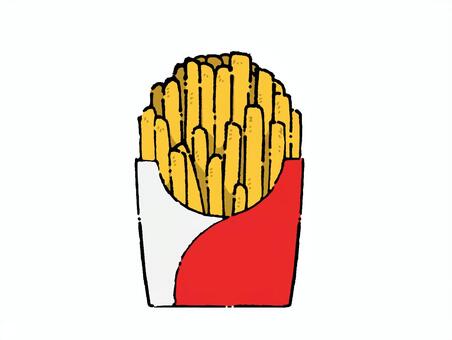 フライドポテトの手描きイラスト ファストフード,フライドポテト,ポテト,揚げ物,じゃがいも,ジャガイモ,ポテトフライ,ファストフード店,軽食,スナックのイラスト素材