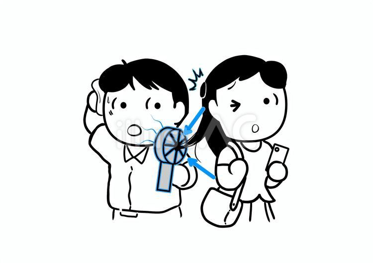 ハンディーファンに髪が絡まるイメージ ハンディファン,絡まる,髪の毛のイラスト素材