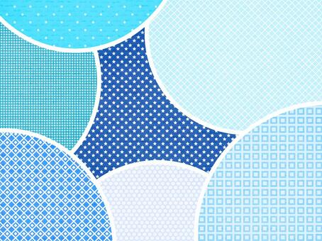 重なった柄　青色