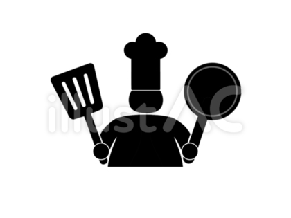 料理人 コック 上半身 シルエット 人