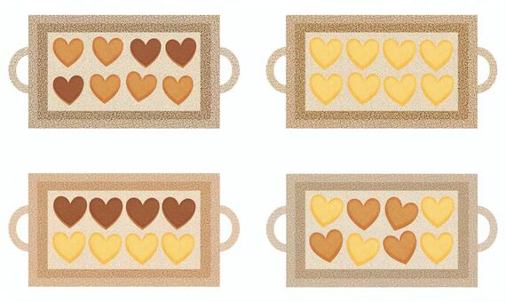 クッキーを焼く クッキー,焼く,お菓子作り,プレート,クッキングシート,ビスケット,ハート型,生地,料理,調理のイラスト素材