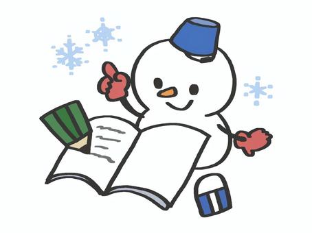冬休みの宿題 冬休み,宿題,冬期講習,雪だるま,受験勉強のイラスト素材