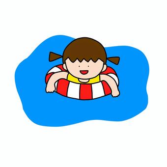 Girl with buoy, a float, sea, a swimming pool, JPG and PNG