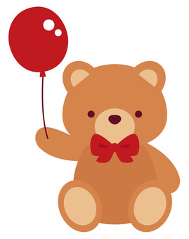 1つの赤い風船とテディベア テディベア,風船,赤,くま,ぬいぐるみ,プレゼント,おもちゃ,お座り,リボン,かわいいのイラスト素材