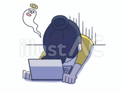 パソコンの前で撃沈する女性