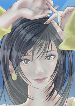 女性イラスト 女性,人物,ピアス,ネイル,可愛いのイラスト素材