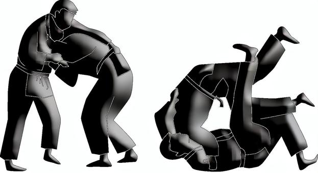 柔道　　 柔道,柔術,投げる,技,選手,男子,練習,試合,引込返,シルエットのイラスト素材