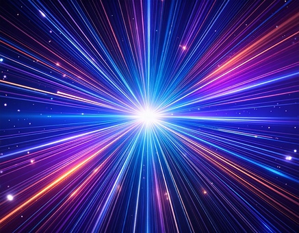 宇宙空間に広がるカラフルな光の放射背景
