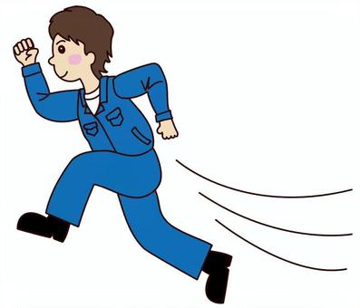 作業服で駆けつける作業員 走る,駆けつける,作業服,急ぐ,チャラ男のイラスト素材