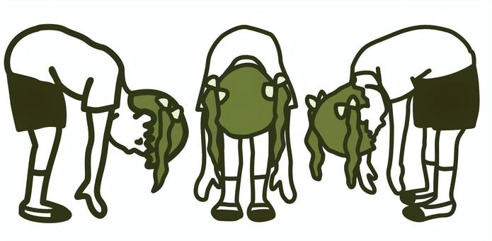 前屈する女の子 前屈,ストレッチ,小学生,女の子,体育,体操着,運転,身体測定のイラスト素材