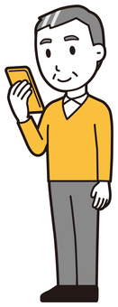  ニット中年男性(黄)-241-全身