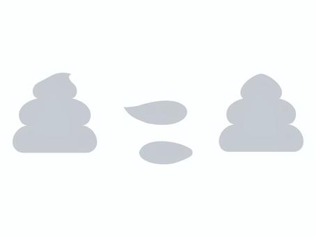うんちのマーク　セット うんこ,便,大便,巻きぐそ,排泄物,汚物,汚い,うんち,シルエット,グレーのイラスト素材