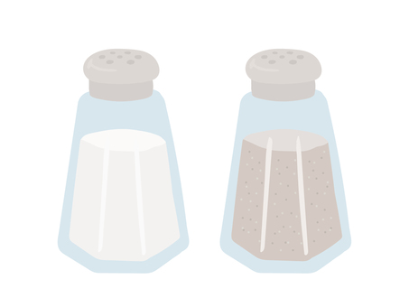小瓶に入った食卓の塩と胡椒のイラスト 塩,胡椒,調味料,スパイス,瓶,ボトル,容器,卓上,食卓,キッチンのイラスト素材