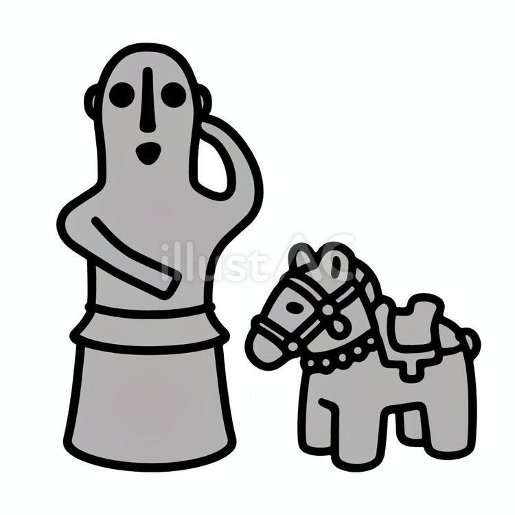 人形と馬形の埴輪 埴輪,人形,馬形のイラスト素材