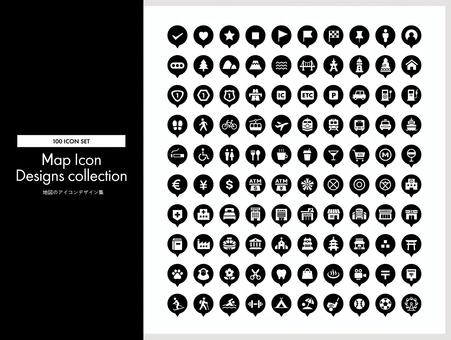 【地図】アイコン 100 地図,マップ,記号,ふきだし,吹き出し,標識,案内図,アクセス,ナビ,フレームのイラスト素材