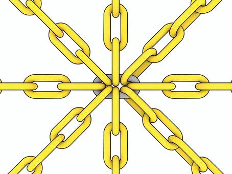 鎖の交差点 チェーン,3d,cg,鎖,結束,放射,連結,対称性,幾何学,金属のイラスト素材
