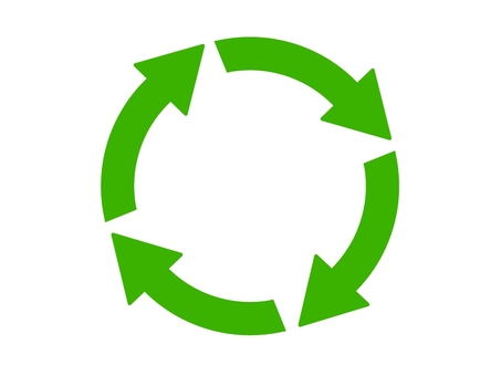 緑矢印（循環・4本線） 矢印,循環,回転,円,回る,サイクル,リサイクル,ループ,戻る,緑のイラスト素材