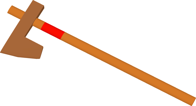 鉞 工具,斧,鉞,刃物,茶色,蛍光色,3dcg,立体,デフォルメ,背景透過のイラスト素材