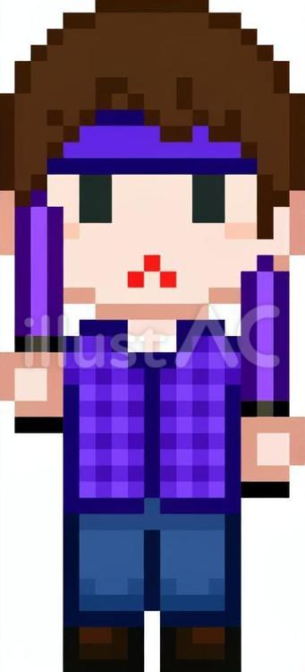 ドット絵の紫の推し活の人です。 ドット絵,推し活,ペンライトのイラスト素材