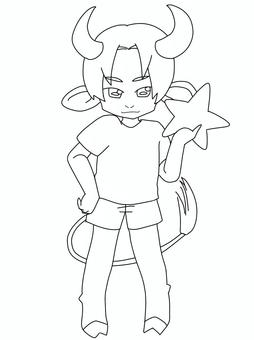 牡牛座をモチーフにした男の子 星座,牡牛座,モチーフ,男の子,塗り絵のイラスト素材