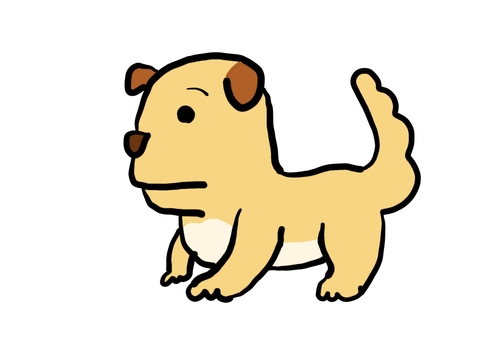 ゆるっとした犬キャラ 犬,動物,キャラ,かわいい,ワンコ,シンプル,ゆるい,ペット,茶色,線画のイラスト素材