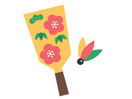 羽子板 玩具,シンプル,ベクター,羽子板,羽付,昭和,正月,お正月,1月,レトロのイラスト素材