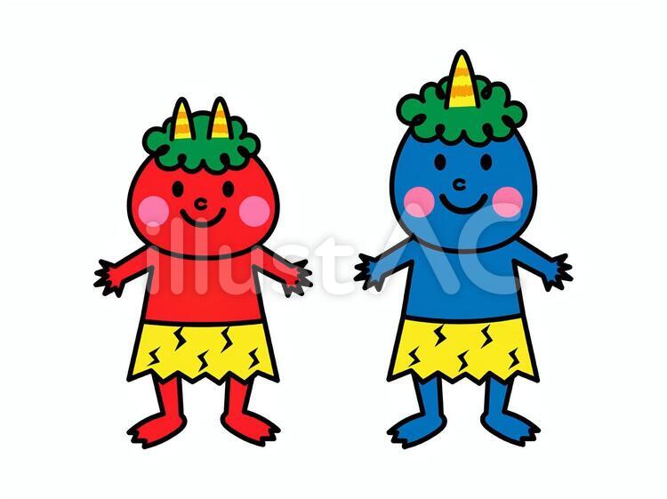 節分　鬼　2月　行事　赤鬼　青鬼 節分,鬼,2月のイラスト素材