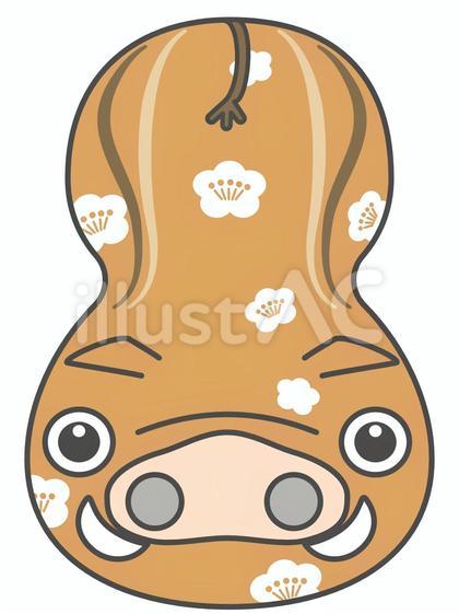 年賀状素材 十二支-ダルマ型イノシシ