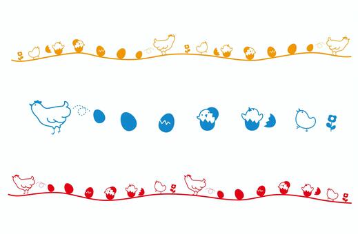 ニワトリさんとひよこちゃん ニワトリ,ひよこ,飾り罫,かわいい,たまご,イラストのイラスト素材