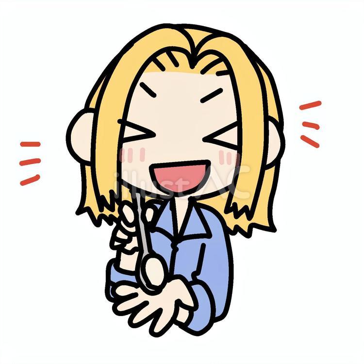 嬉々としてあーんしてくる金髪女性 金髪,嬉々,あーんのイラスト素材