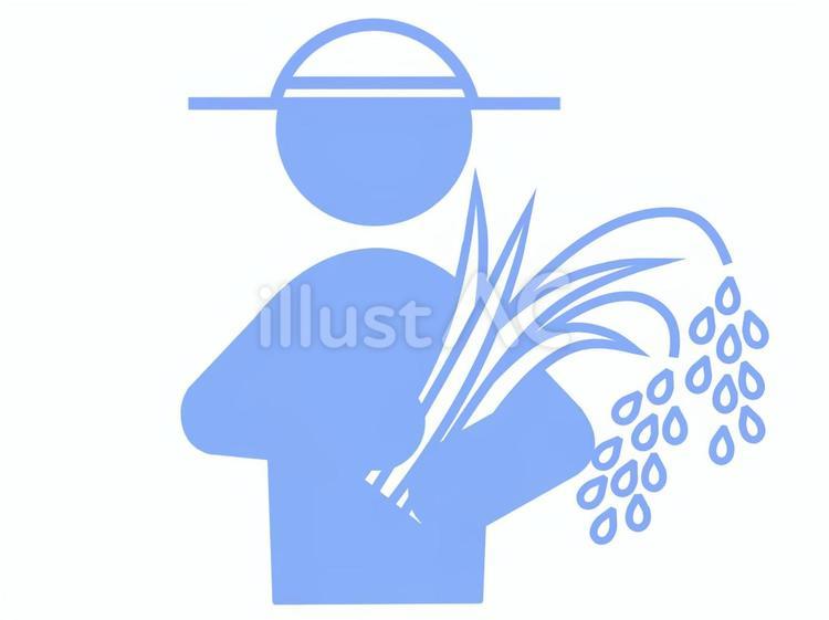稲束を持つ農家の人物イラスト（水色） 農家,農民,農夫のイラスト素材