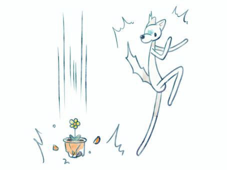 植木鉢落下犬 植木鉢落下犬 犬,可愛い,落下,落ちる,植木鉢,鉢植え,花,避ける,危ない,驚くのイラスト素材