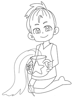 水瓶座をモチーフにした男の子 星座,水瓶座,モチーフ,男の子,塗り絵のイラスト素材